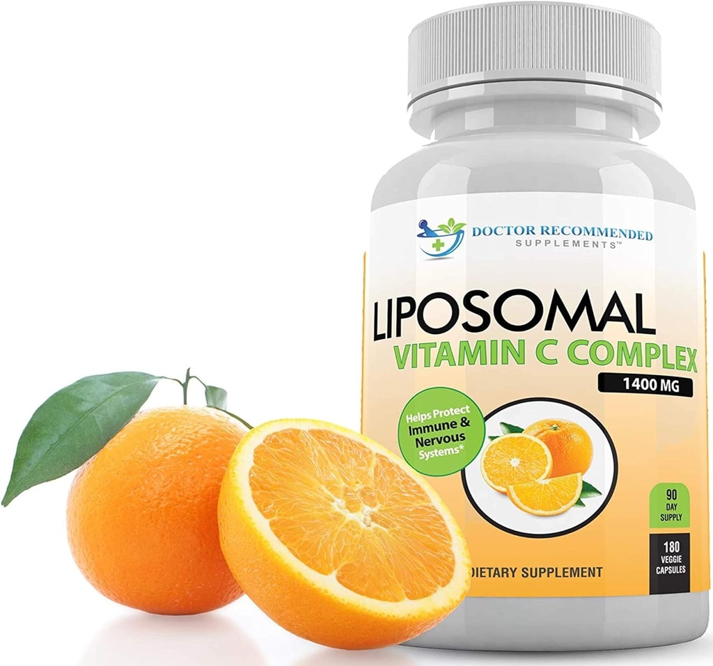 Liposomal Vitamin C 1400mg Per Serving - 180 Veggie Capsules High Absorption Ascorbic Acid, Lypo-Spheric Vitamin C Complex Immune Support Supplement with Powerful Antioxidants and Collagen Booster