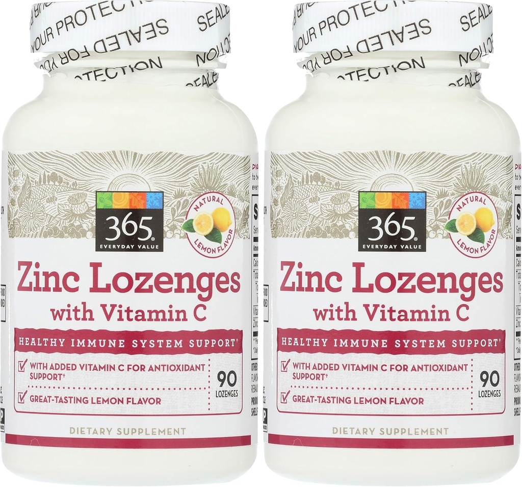 365 Everyday Value, Zinc Lozenge with Vitamin C, 90 ct (Pack of 2)