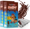 YUM-V'S - Kids Multivitamin Chewable Chocolate Bears - Multivitamin for Kids Supplement - 16 Vitamins & Minerals - Vitamins Including D, Zinc, C, B Complex & More, 60 Count (Pack of 2)