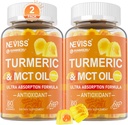 Turmeric Gummies 1000mg w/MCT Oil C8 C10, Organic Antioxidant, Turmeric Curcumin Supplement with Black Pepper Extract, Support Comfort, Boost Energy, Ultra Absorption, Sugar Free, 120Cts