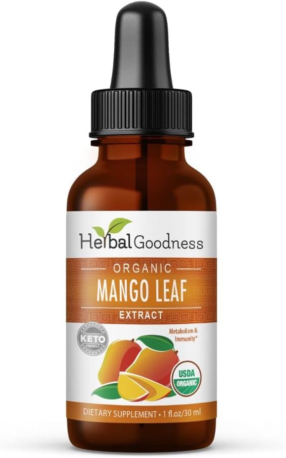 Herbal Goodness Mango Leaf Extract – Organic Mango Leaf Liquid Herbal Supplement | Natural Botanical Extract for Daily Wellness | Plant-Based, Non-GMO, Clean-Label Formula | 1 fl oz