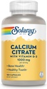 Solaray Calcium Citrate with Vitamin D3 1000mg - Bone Strength and Healthy Teeth Support - Gentle Digestion Formula - Lab Verified, 60-Day Guarantee - 30 Servings, 180 Capsules