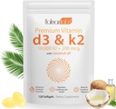 Vitamin D3 K2 Capsules,D3 K2 Vitamin Supplement,Vitamin D3 and K2,K2 D3 Supplement,Replenish K2 D3 Coconut Oil Softgels (120)