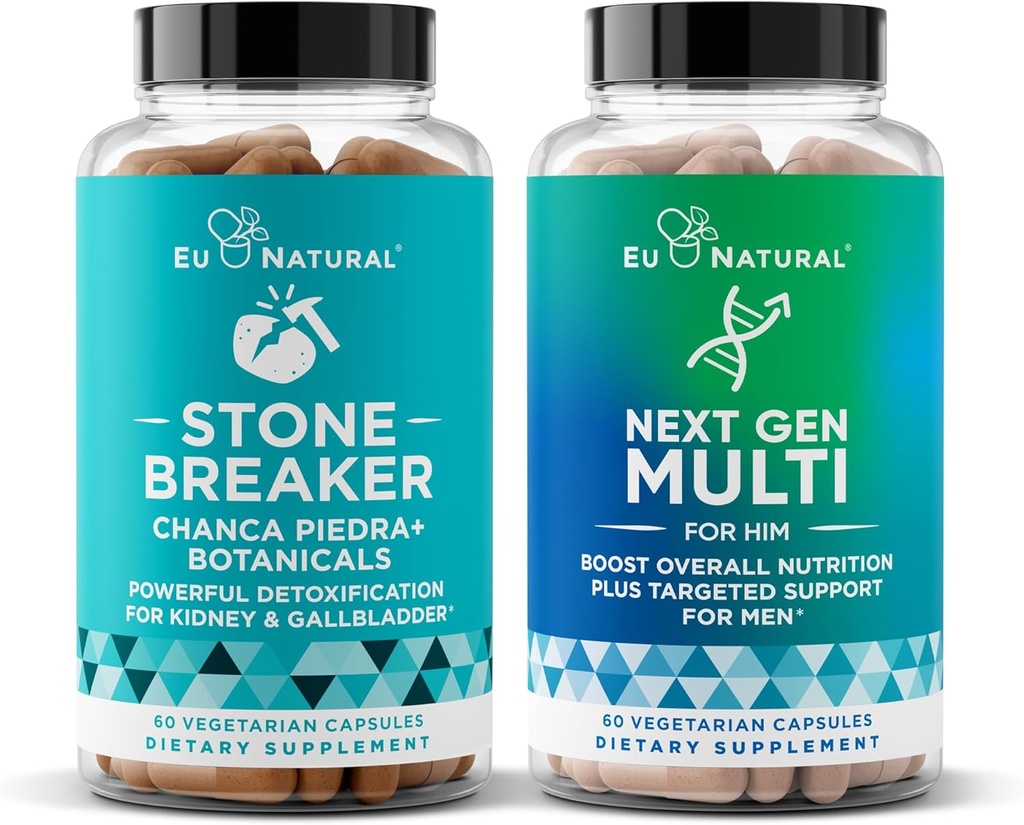 Stone Breaker and Next Gen Multi for Him Bundle - Kidney Cleanse & Gallbladder Support Plus 26-in-1 Advanced Men’s Multivitamin