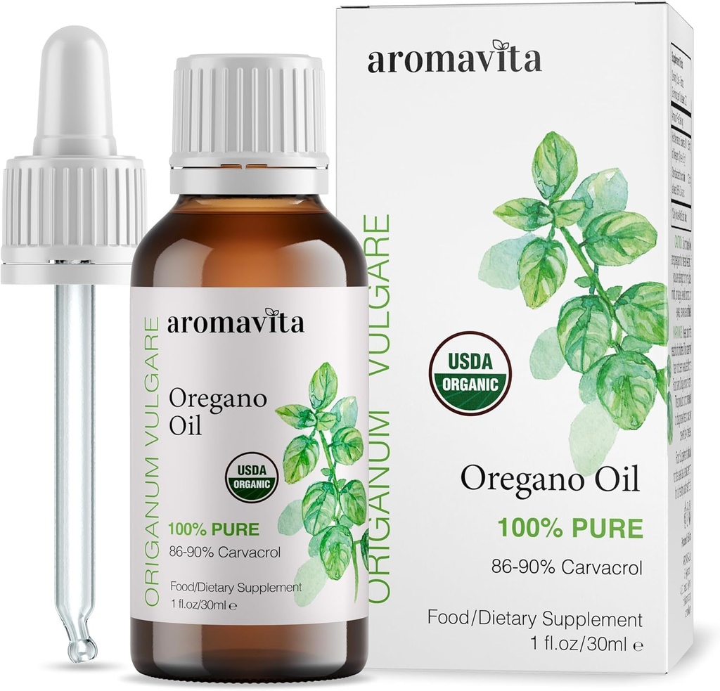 Essential Organic Oil of Oregano-100% Pure Undiluted Greek Oregano Oil with Carvacrol - Over 86%, Non-GMO, Extra Strength Oregano Oil Organic Liquid Drops, 1 FL.OZ/30ml
