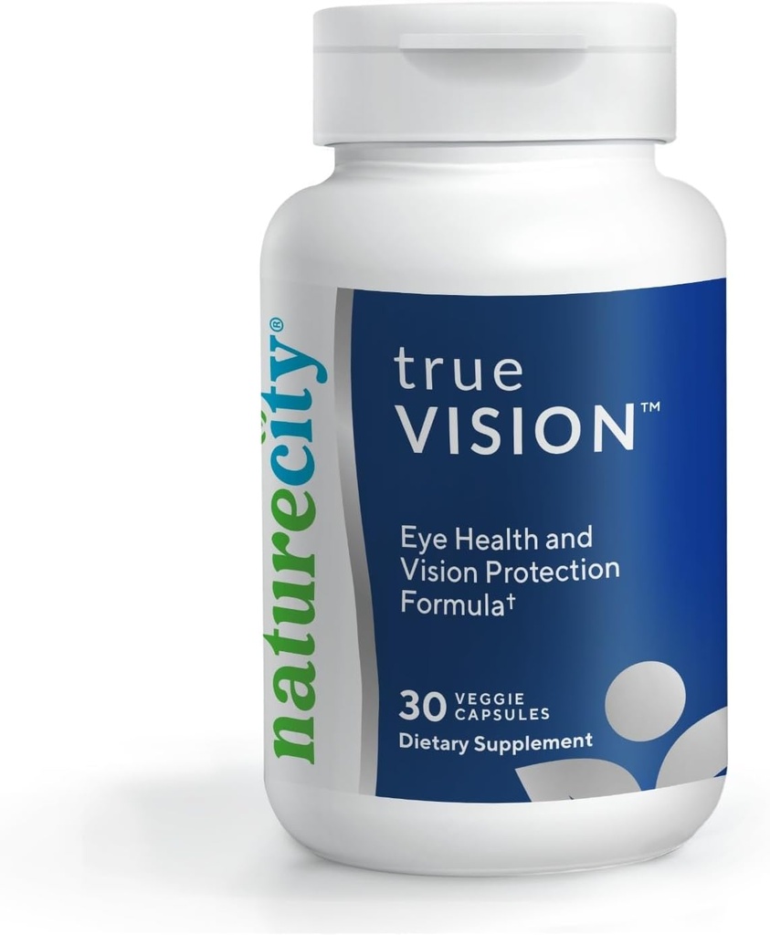 NatureCity True-Vision Eye Health Supplement - Plant-Based Lutein and Zeaxanthin with High Potency Saffron 20mg - Blue Light Protection, Support Central and Night Vision (30 Veggie Capsules)