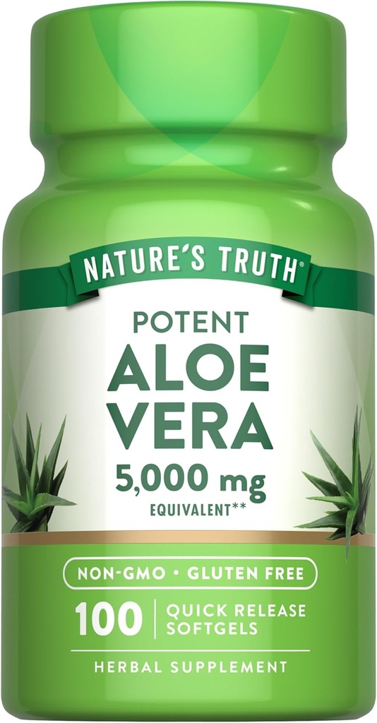 Nature's Truth Aloe Vera Softgels | 5000mg | 100 Count | Non-GMO and Gluten Free Supplement