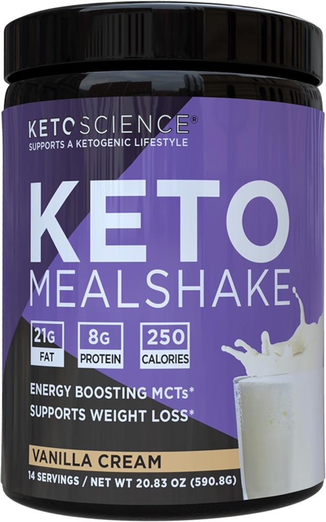 Keto Science Ketogenic Meal Shake Vanilla Dietary Supplement, Keto Protein, Rich in MCTs and Protein, Packed with Collagen, Vitamins and Minerals, Keto and Paleo Friendly, Weight Loss, (14 servings), 20.49 Oz