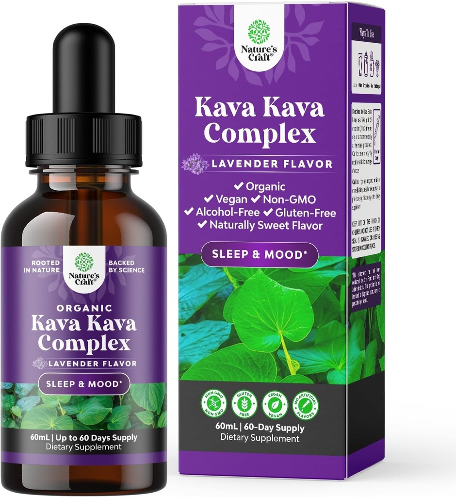 Natures Craft Liquid Kava Kava Drops Supplement - Fast Acting Herbal Support with Kavalactones for Balanced Mood - Relax Calming Tonic for Better Sleep - 60 ml Tinctura