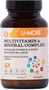 U-MORE Multivitamin & Mineral Complex, Vegan, Sugar-Free, Gluten-Free, Calcium, Magnesium, Vitamin A, B1, B2, B5, B6, B12, D3, K, C, Iron, Zinc, Supports Immune System & Overall Health - 60 Tablets