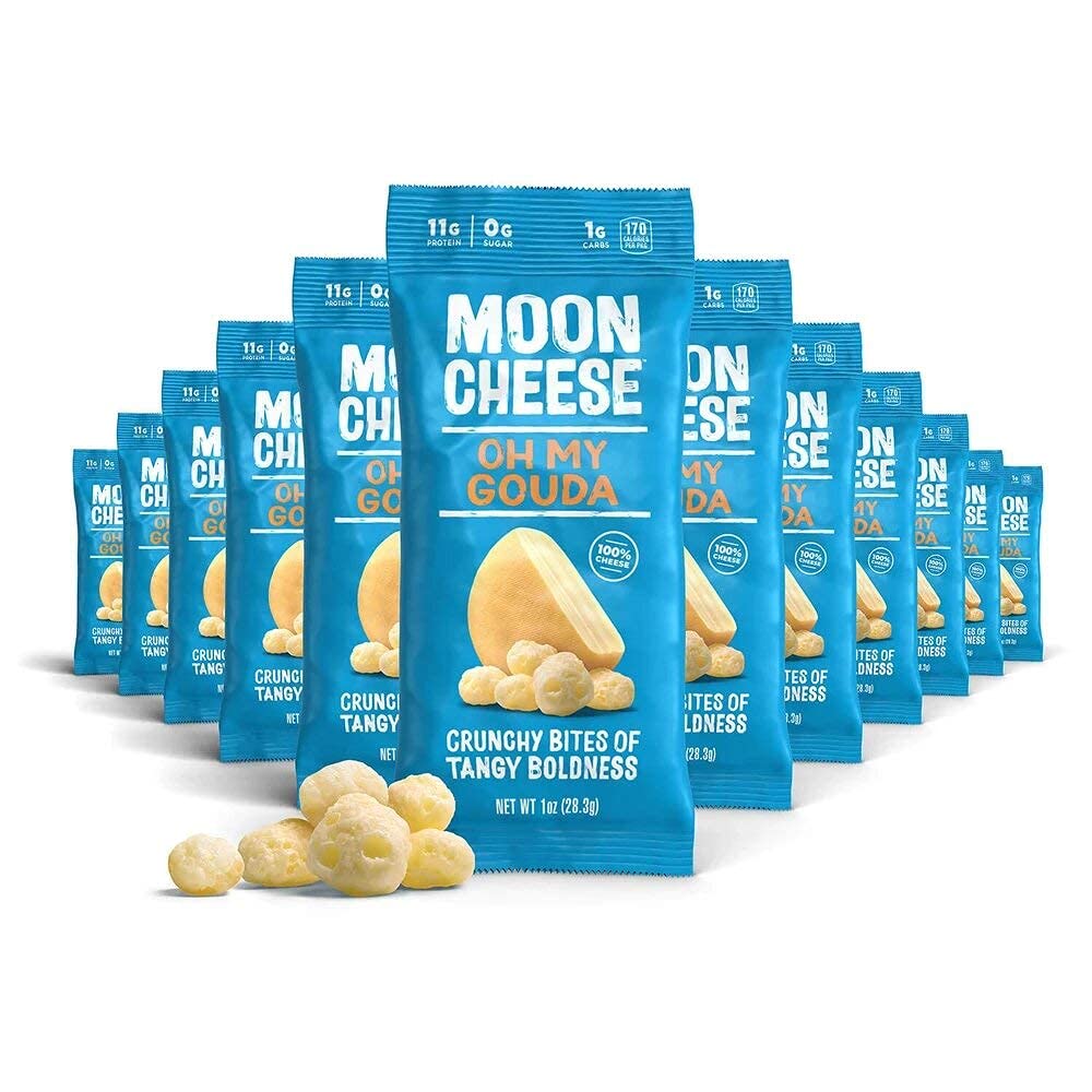 Moon Cheese Oh My Gouda Cheese Bites, 1 Ounce, 12-Pack, Crunchy, Packed With Protein & Calcium, Keto, Gluten Free