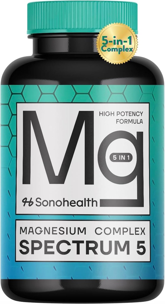 Spectrum 5 Magnesium | 5-in-1 Complex + 72 Trace Minerals for Enhanced Absorption | Irish Sea Sourced | 500mg per Serving | Made in USA, Third Party Tested, GMP Certified