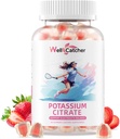 Potassium Gummies Supplement Men Women - High Potassium Citrate Gummies Sugar Free for Adults Kids Support Leg Cramps Electrolyte Balance Vegan Non-GMO Organic Strawberry Flavor 60 Counts