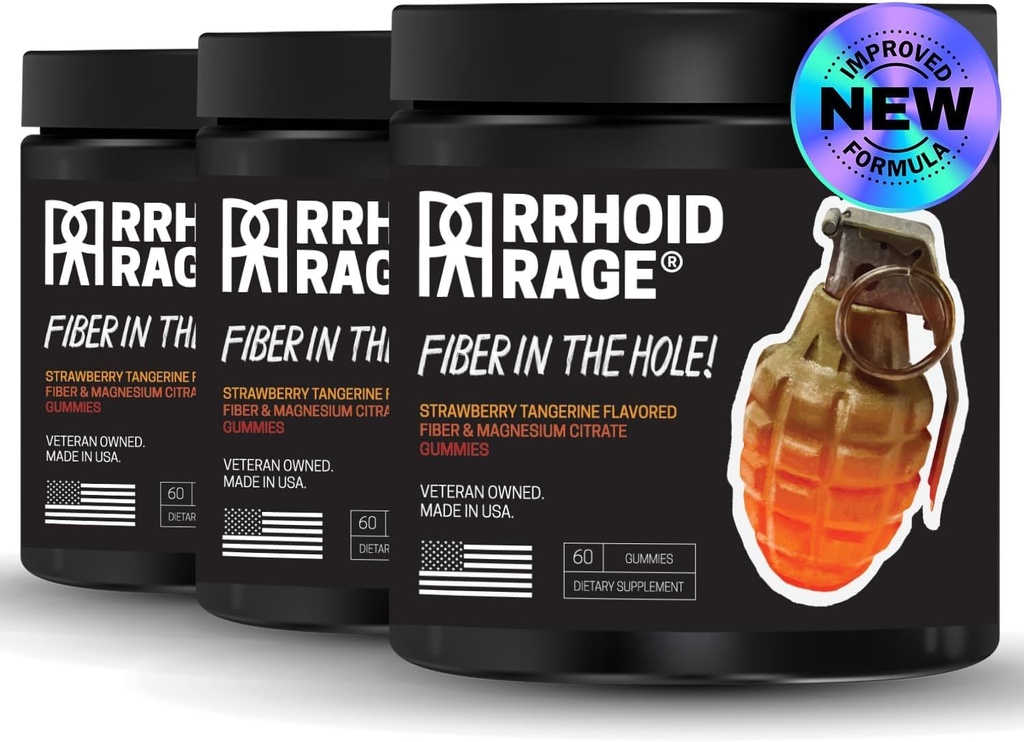 Fiber and Magnesium Gummies, Supports Digestive Health, Relieves Constipation, Helps Prevent Hemorrhoids, Has Both Soluble and Insoluble Fiber, Made in USA, 60 ct (3)