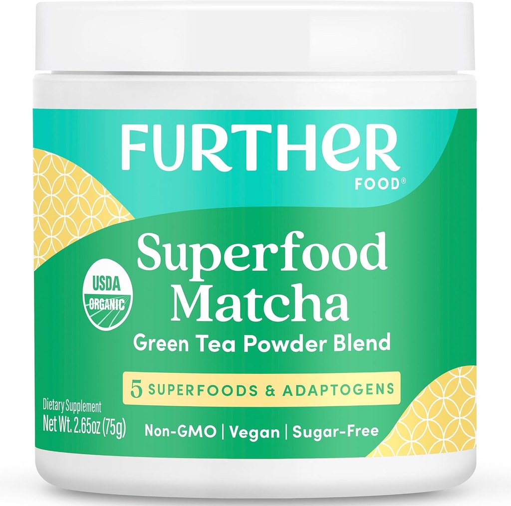 Further Food Premium Matcha Green Tea Powder USDA Organic Japanese Matcha Powder, Natural Energy + Focus + Boost Immune System, Antioxidant Plant-Based Detox Superfood (30 Servings)