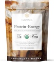 Truvani Protein + Energy Drink Mix with 87mg Caffeine | Chocolate Mocha | 12g Organic Plant Based Protein | 20 Servings | USDA Organic Coffee Powder & Adaptogens | Gluten & Dairy Free | Vegan