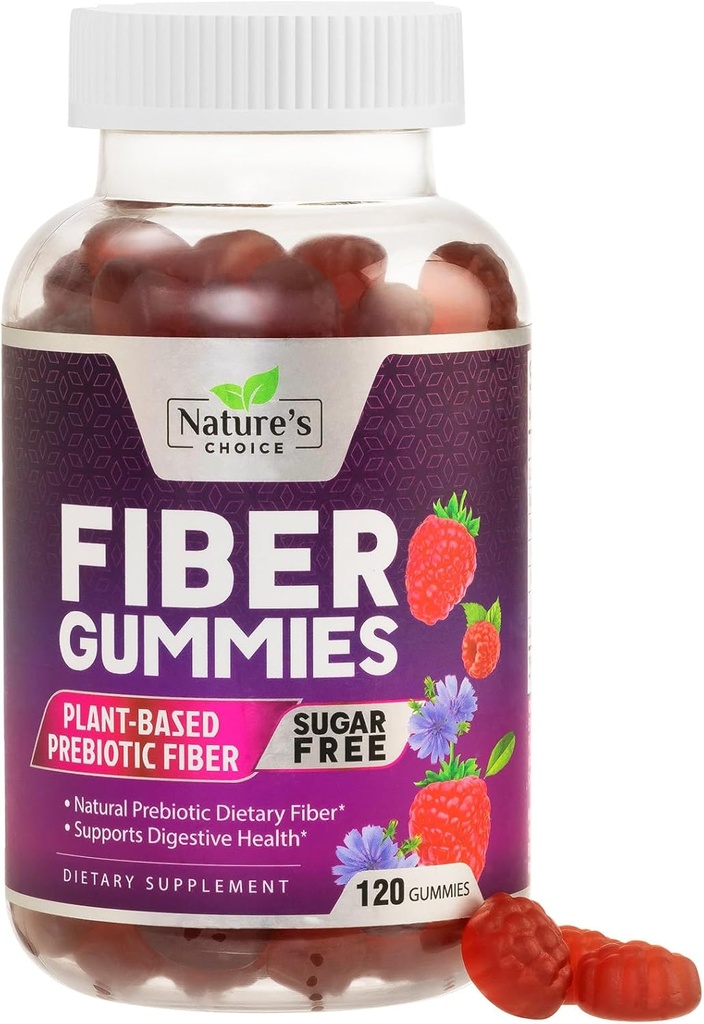 Fiber Gummies 4g - Sugar Free Fiber Gummy Supplement for Adults, Daily Prebiotic Gummy Digestive Health Support - Plant Based Soluble Chews, Prebiotics Supports Regularity & Digestion - 120 Gummies