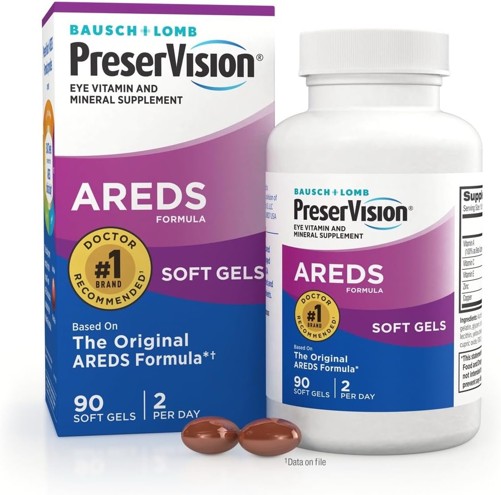 PreserVision AREDS Eye Vitamins, Multivitamin with Copper, Vitamin A, C & E, Zinc Supplements, 90 Softgels