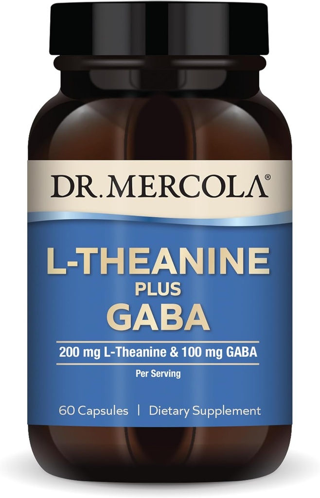 Dr. Mercola L-Theanine Plus GABA, 60 Capsules, Non-GMO, Gluten Free, Soy Free