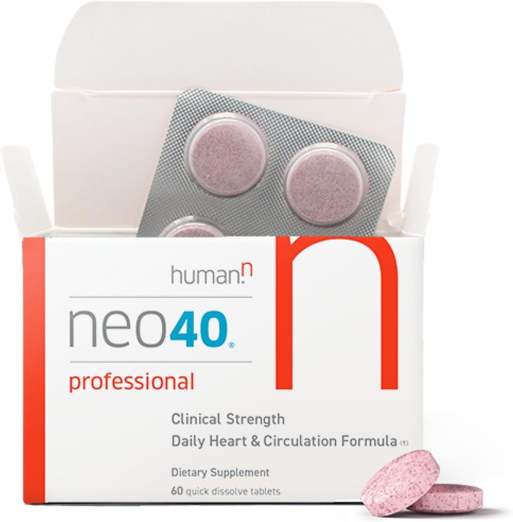 Humann Neo40 Professional - Daily Heart & Circulation Support - Methylfolate, Beet Root Powder, Hawthorn Berry, L-citrulline - 60 Dissolvable Tablets