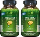 Irwin Naturals High Potency Mega D3 & K2 + Turmeric Extract — 60 Liquid Soft-Gels - 2 Pack