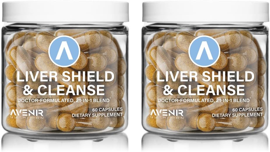 Avenir Nutrition Liver Shield & Cleanse | Herbal Liver Cleanse Detox & Repair Supplement | Milk Thistle & Artichoke Extract Supplements | Fatty Liver & Health Support | 120 Capsules for Men and Women