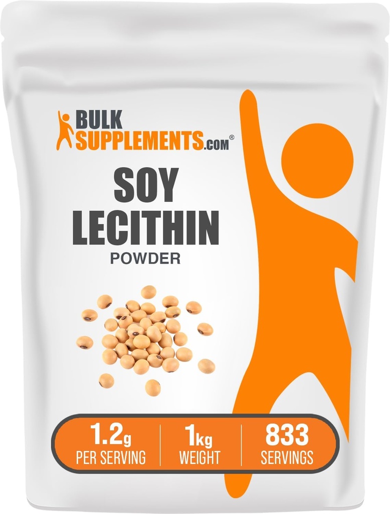 BulkSupplements.com Soy Lecithin Powder - Lecithin Supplement, Nutritional Supplement, Food Grade - Gluten Free, 1.2g per Serving, 1kg (2.2 lbs) (Pack of 1)