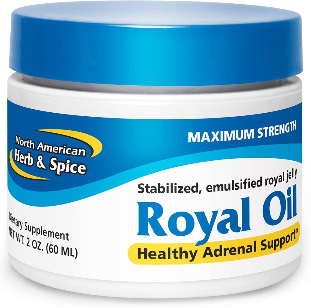 North American Herb & Spice Royal Oil - 2 fl. oz. - Raw Royal Jelly - Healthy Adrenal Support, Fights Stress - High in 10-HDA & B Vitamins - Non-GMO - 20 Servings