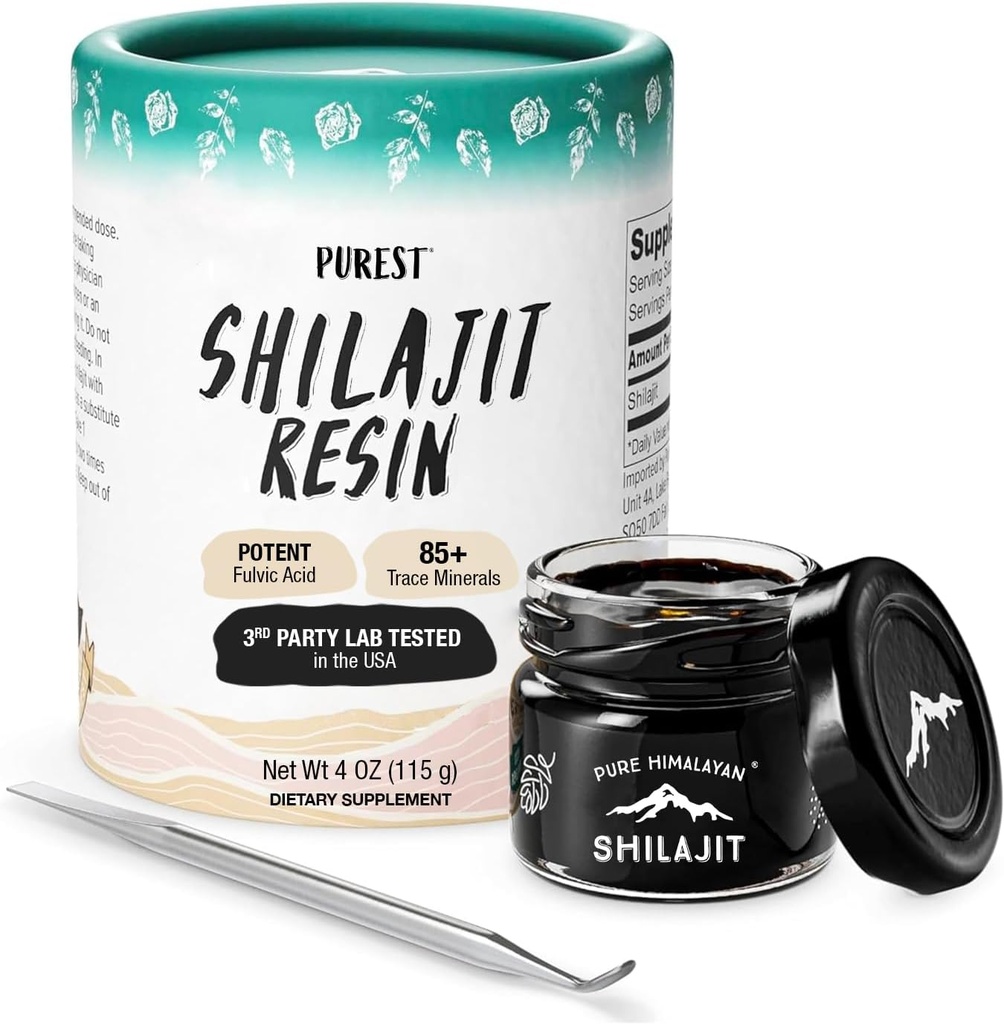 Pure Himalayan Shilajit, High Nutritional Potency, Grade A Shilajit Resin with 85+ Plant-Derived Trace Minerals and Fulvic Acid, Energy & Immune Suport for Men & Women, 3rd Party US Lab Tested (115g)