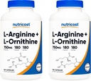 Nutricost L-Arginine L-Ornithine 750mg; 180 Capsules (2 Bottles)