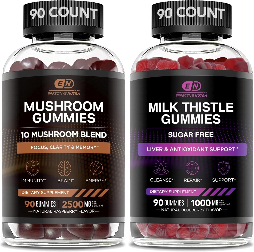 EFFECTIVE NUTRA Mushroom Gummies & Milk Thistle Gummies