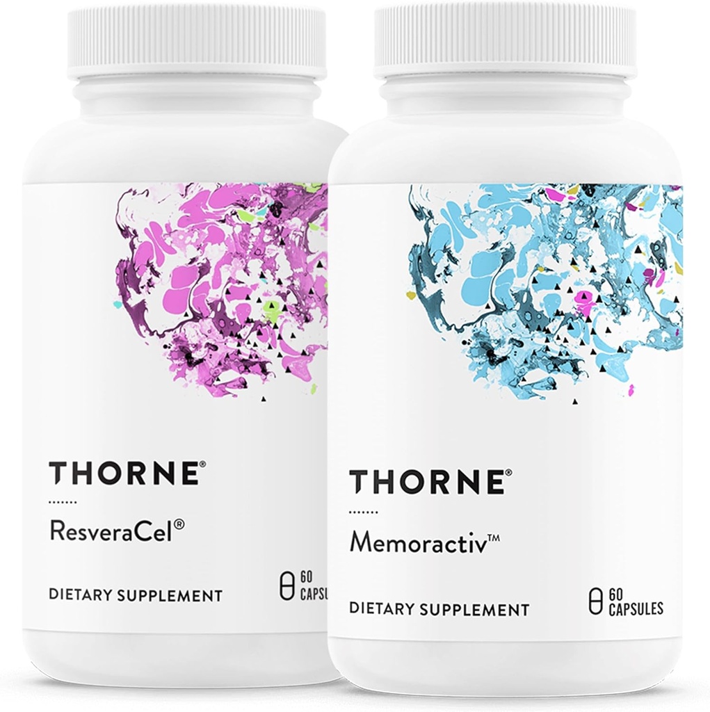 THORNE - ResveraCel (60 Capsules) & Memoractiv (60 Capsules) Bundle - Supports Brain Health & Healthy Aging - Gluten, Dairy & Soy-Free