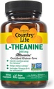 Country Life Suntheanine L-Theanine – 60 Vegan Capsules | Natural Stress Relief Supplement with Inositol | Promotes Relaxation, Focus & Better Sleep | Certified Gluten-Free, Non-Drowsy Formula