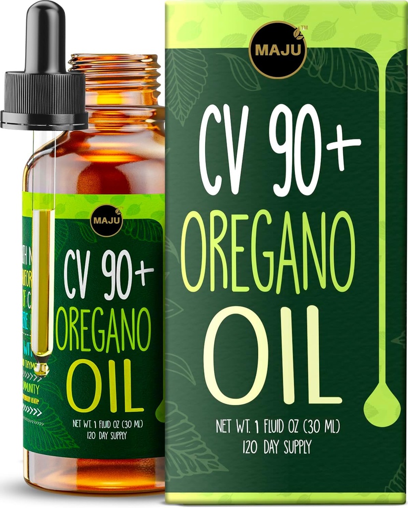 Maju Superfoods Oregano Oil Drops, Potent 90%+ Carvacrol (1 fl Oz) Wild Mediterranean Essential Oil of Oregano Liquid, Aceite de Oregano, Immune and Seasonal Support