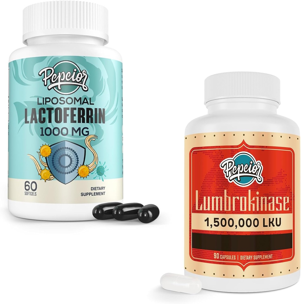 Liposomal Bovine Lactoferrin 1000 mg and Lumbrokinase 200mg Bundle