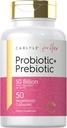Carlyle Probiotic and Prebiotic for Women | 50 Billion Active Organisms Per Serving | 50 Capsules | with Organic Inulin | Vegetarian Supplement for Women