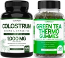 Green Tea Fat Burner Weight Loss (60 Gummies) - Appetite Suppressant Weight Loss Supplement for Men & Women and Colostrum (120 Count) Bovine Colostrum Capsules Supplements - Vegan Safe & Made in USA