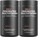 Codeage Men’s Daily Multivitamin – 25+ Essential Vitamins & Minerals, Organic Whole Foods, Probiotics, Omega-3, Zinc, Vitamins A, B, C, D, E & K, 2 Pack