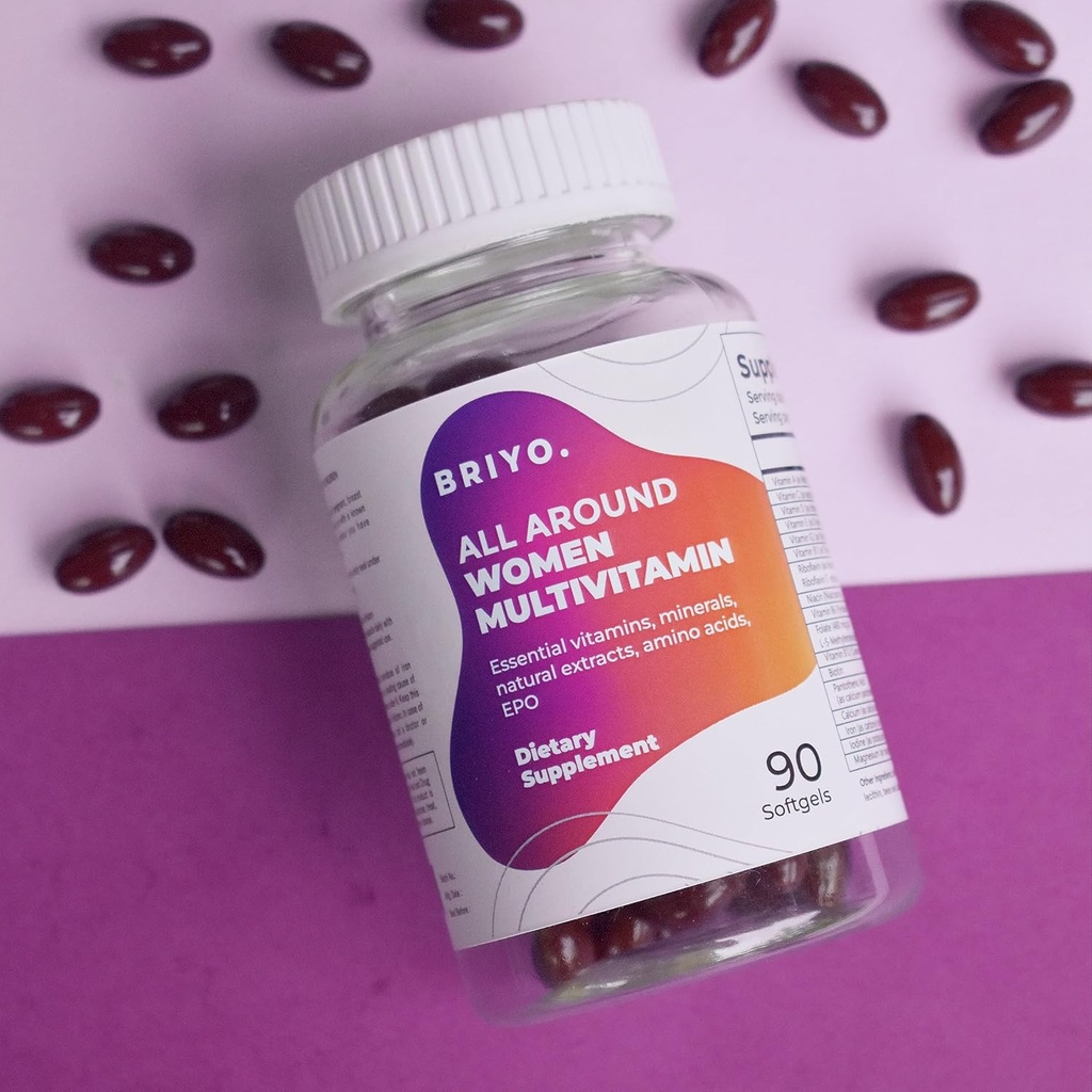 Briyo All Around Women Multivitamin - 38 Nutrients with Essential Vitamins, Minerals, Primrose Oil and Botanicals - Feel Energized, Balanced and Supported Daily - 90 Capsules