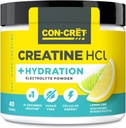 CON-CRET Creatine HCl + Hydration | Electrolyte Powder Tub | Lemon Lime | Sugar Free Electrolytes | Rehydration Formula w Potassium, Sodium, Zinc, Magnesium to Hydrate & Recover (40 serv)