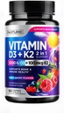 Vitamin D3 K2 – Chewable Vitamin D 5000 IU & K2 MK-7 100 mcg – 2 in 1 Vitamin D K2 Supplement Chews - Immune, Heart, & Bone Support – Non GMO - Tasty Berry Flavor - 60 Chewable Tablets