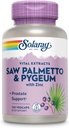 SOLARAY Saw Palmetto & Pygeum - Prostate Health Supplements for Men - Urinary and Male Reproductive Health Support w/Zinc, Pumpkin Seeds, Vitamin B6, Vegan, Gluten Free, 60-Day Guarantee, 30 Servings