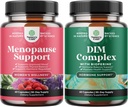 Bundle of Complete Herbal Menopause Supplement for Night Sweats Hot Flashes & Mood Swings with Dong Quai and DIM Supplement with Bioperine - DIM Estrogen Blocker for Hormone Balance & Prostate Health
