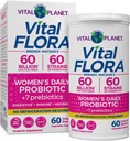 Vital Planet - Vital Flora Probiotics for Women 60 Billion CFU, Diverse Strains, Daily Shelf Stable Probiotic with Organic Prebiotics, for Vaginal Support, Immune and Digestive Health 60 Capsules