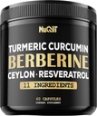 Berberine Supplement. Added Turmeric Curcumin, Trans-Resveratrol & More - Support Gastrointestinal, Body Management & Immune System - 60 Capsules