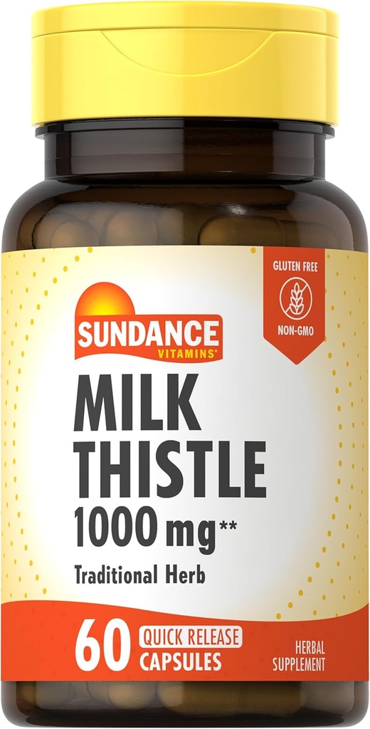 Sundance Milk Thistle 1000mg | 60 Quick Release Capsules | Traditional Herbal Supplement | Non-GMO and Gluten Free Formula