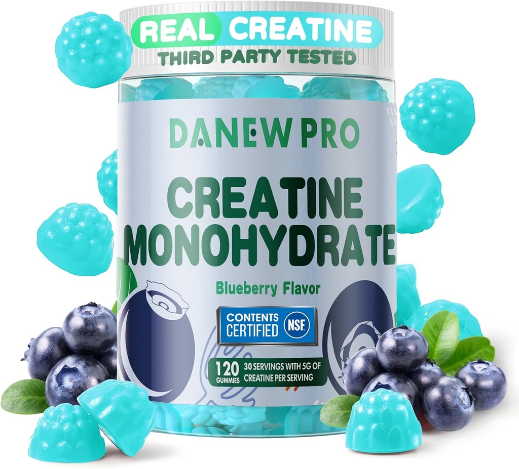Creatine Monohydrate Gummies 5000mg for Men & Women, Creatine Monohydrate for Muscle Strength, Muscle Builder, Energy Boost, Pre-Workout Supplement(120 Count)-Blueberry Flavor