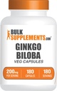 BulkSupplements.comginkgo Biloba Extract Capsules - Ginkgo Biloba Sourced from Leaves, Herbal Supplement - Vegan, 1 Capsule per Serving, 180 Count (Pack of 1)