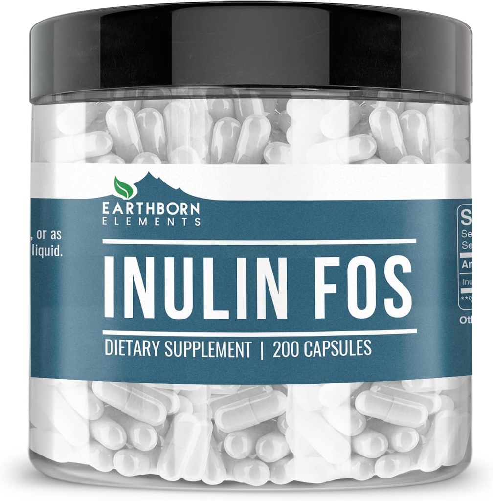 Earthborn Elements Inulin FOS 200 Capsules, Pure & Undiluted, No Additives