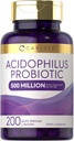 Carlyle Acidophilus Probiotic Capsules for Women and Men | 500 Million CFU | 200 Pills | Lactobacillus Supplement | Non-GMO and Gluten Free